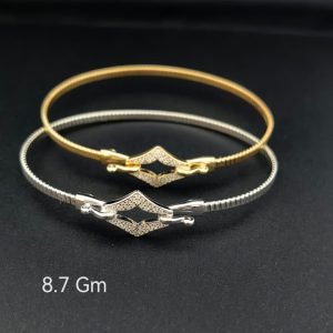 HYH Jewelry – Elegant Diamond Geometric Buckle Wire Bangle Bracelet (Gold & Silver Dual Pack)