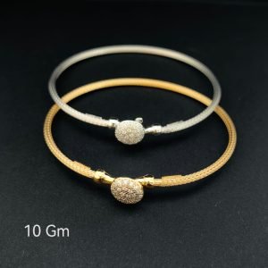 HYH Jewelry – Elegant Micro-Pave Zircon Sphere Braided Wheat Mesh Bangle Bracelet (Gold & Silver Dual Pack)