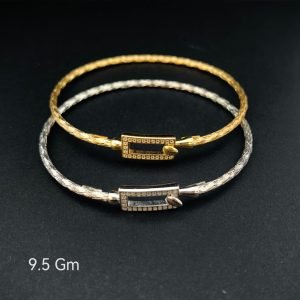 HYH Jewelry – Elegant Rectangular Pave Buckle Braided Wheat Mesh Bangle Bracelet (Gold & Silver Dual Pack)