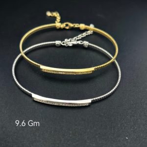 HYH Jewelry – Elegant Curved Zircon Bar Wire Chain Bracelet (Gold & Silver Dual Pack)