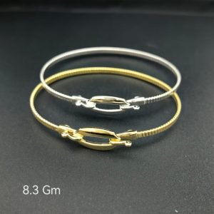 HYH Jewelry – Elegant Interlocking Buckle Wire Bangle Bracelet (Gold & Silver Dual Pack)