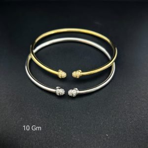 HYH Jewelry – Elegant Zircon Pave Ball Open Cuff Bangle Bracelet (Gold & Silver Dual Pack)